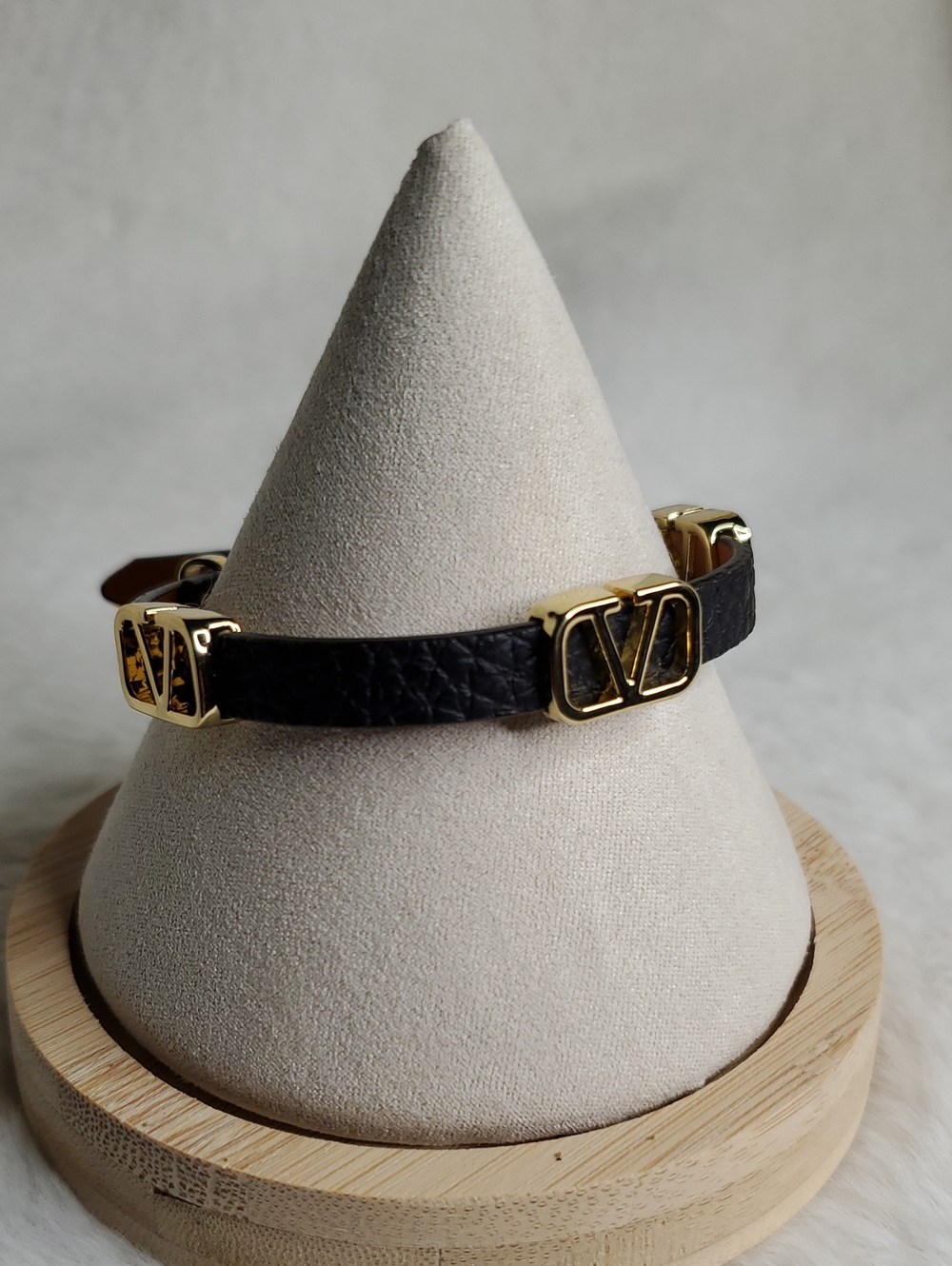 Designer-Inspired Black  Bracelet with Gold Accents